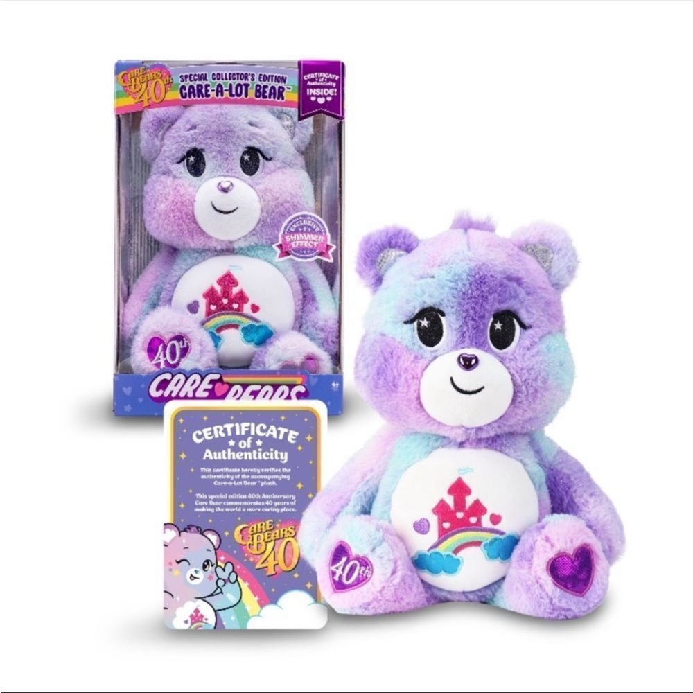 Care Bears New 2022 14" Plush 40th Anniversary Care-a-Lot Bear Soft Huggable!